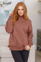 Make No Mistake Mock Neck Pullover in Cocoa - LISA MARIE BOUTIQUE - Tops - Small -