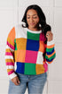 Manifesting Moment Checkered Color Block Sweater - LISA MARIE BOUTIQUE - Tops - Small -