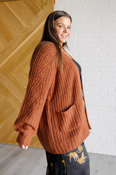 Maybe Monday Cardigan in Chestnut - LISA MARIE BOUTIQUE - Layers - Small -