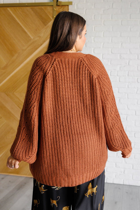 Maybe Monday Cardigan in Chestnut - LISA MARIE BOUTIQUE - Layers - Small -