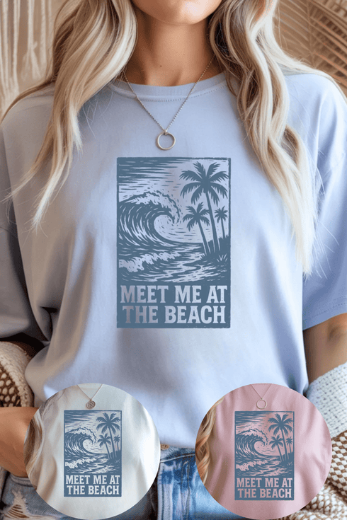 Meet Me At The Beach T-Shirt - LISA MARIE BOUTIQUE - Graphic Tee - S - White Gildan Tee -