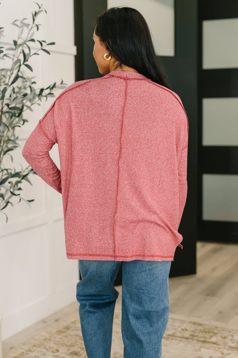 Mellow Mood Heathered Pullover in Dark Red - LISA MARIE BOUTIQUE - Womens - S/M -