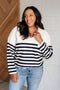 Memorable Moments Striped Sweater in White - LISA MARIE BOUTIQUE - Tops - Small -