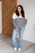 Memorable Moments Striped Sweater in White - LISA MARIE BOUTIQUE - Tops - Small -