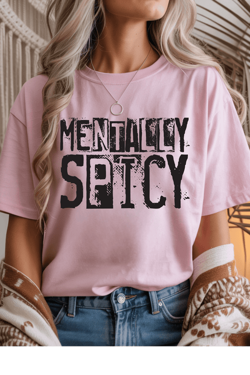 Mentally Spicy T-Shirt - LISA MARIE BOUTIQUE - Graphic Tee - S - Light Pink Gildan Tee -