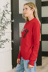 Merry Applique Drop Shoulder Pullover - LISA MARIE BOUTIQUE - Womens - Small -