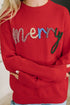 Merry Applique Drop Shoulder Pullover - LISA MARIE BOUTIQUE - Womens - Small -