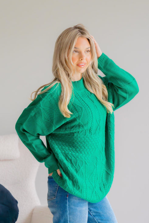 Merry Spruce Pullover Sweater - LISA MARIE BOUTIQUE - S -