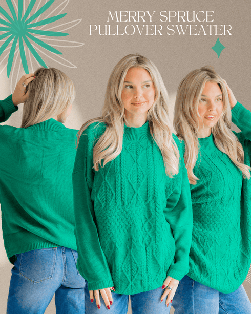 Merry Spruce Pullover Sweater - LISA MARIE BOUTIQUE - S -