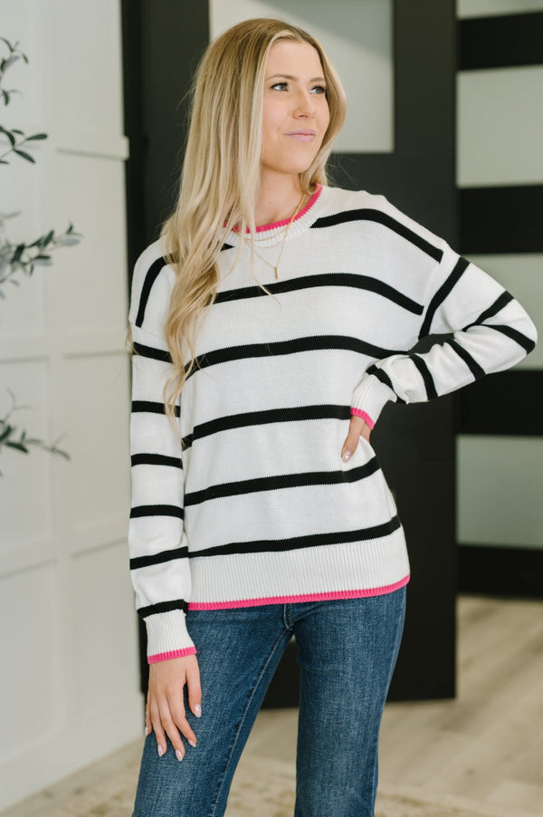 Much to My Relief Striped Sweater - LISA MARIE BOUTIQUE - Womens - Small -