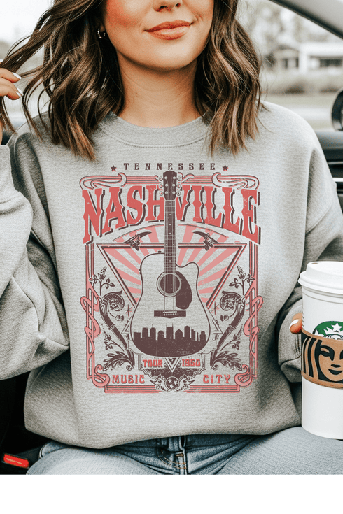 Nashville Sweatshirt - LISA MARIE BOUTIQUE - S - Sports Grey Gildan Sweatshirt -