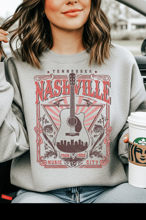 Nashville Sweatshirt - LISA MARIE BOUTIQUE - S - Sports Grey Gildan Sweatshirt -