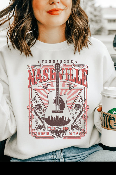 Nashville Sweatshirt - LISA MARIE BOUTIQUE - S - White Gildan Sweatshirt -