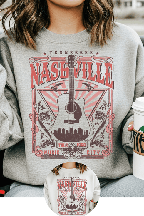 Nashville Sweatshirt - LISA MARIE BOUTIQUE - S - White Gildan Sweatshirt -