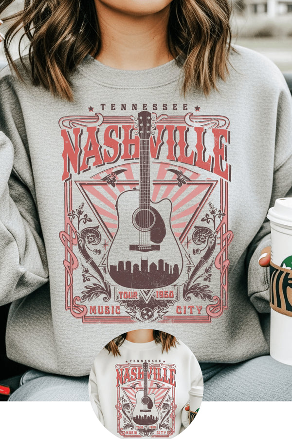 Nashville Sweatshirt - LISA MARIE BOUTIQUE - S - White Gildan Sweatshirt -