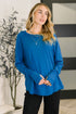 Nice to Each Other Raglan Sleeve Top in Classic Blue - LISA MARIE BOUTIQUE - Womens - Small -