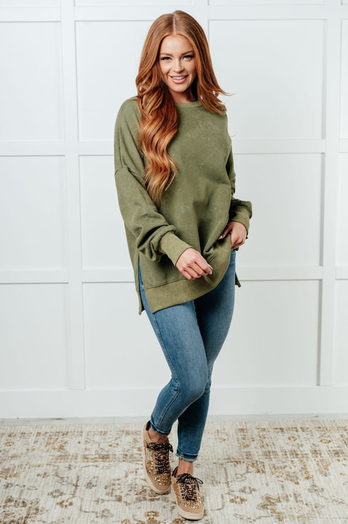 No Plain Jane Oversized Sweatshirt in Green - LISA MARIE BOUTIQUE - Tops - Small -