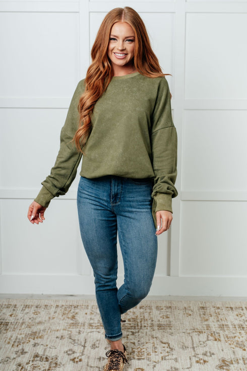 No Plain Jane Oversized Sweatshirt in Green - LISA MARIE BOUTIQUE - Tops - Small -