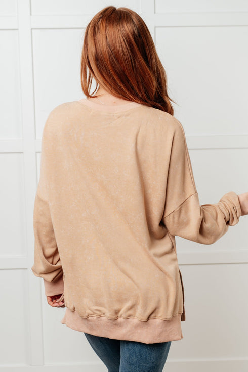 No Plain Jane Oversized Sweatshirt in Khaki - LISA MARIE BOUTIQUE - Tops - Small -