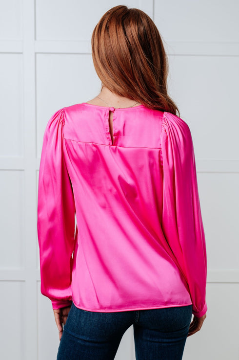 Not Exaggerating Satin Puff Sleeve Blouse - LISA MARIE BOUTIQUE - Blouses - Small -
