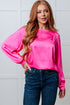 Not Exaggerating Satin Puff Sleeve Blouse - LISA MARIE BOUTIQUE - Blouses - Small -