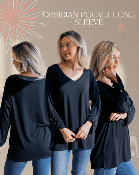 Obsidian Pocket Long Sleeve - LISA MARIE BOUTIQUE - S -