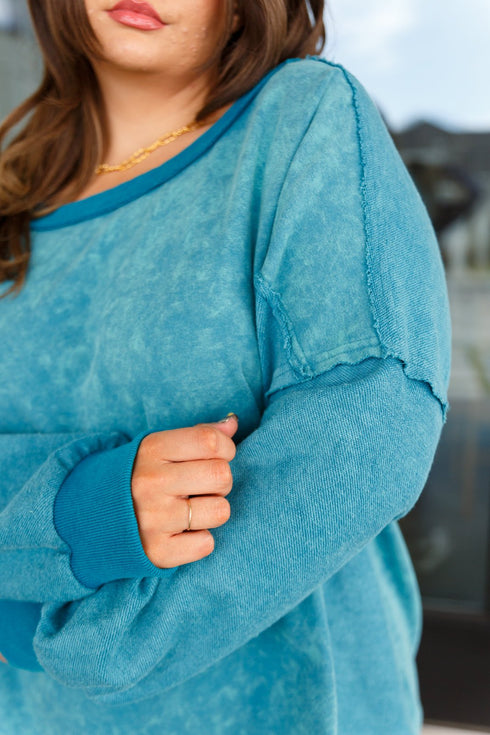 Ocean's Apart Mineral Wash Pullover - LISA MARIE BOUTIQUE - Tops - Small -