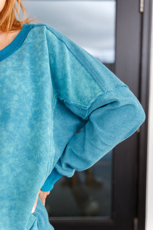 Ocean's Apart Mineral Wash Pullover - LISA MARIE BOUTIQUE - Tops - Small -