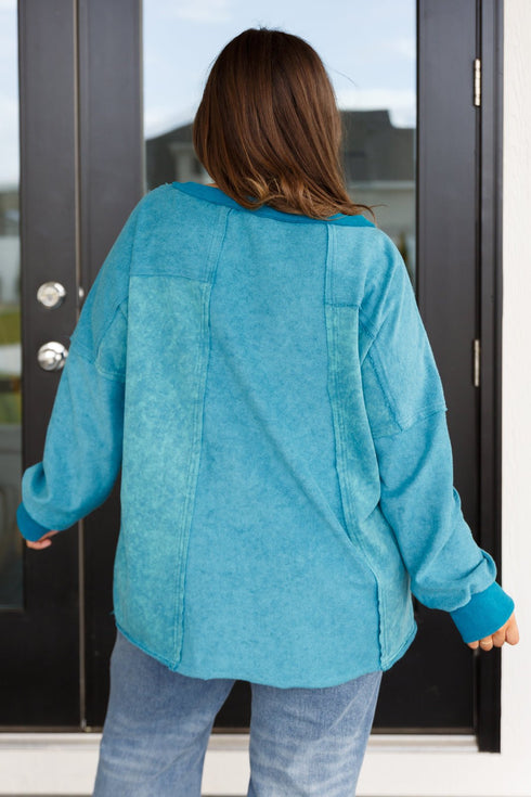 Ocean's Apart Mineral Wash Pullover - LISA MARIE BOUTIQUE - Tops - Small -