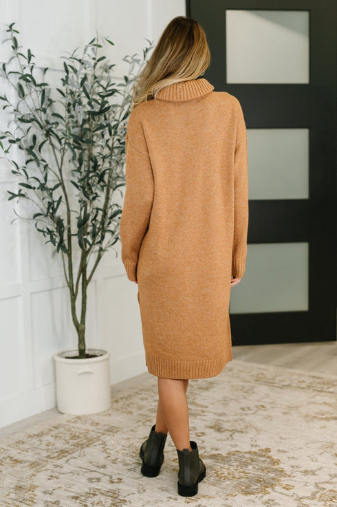 Personal Assistant Turtleneck Dress in Deep Camel - LISA MARIE BOUTIQUE - Womens - Small -