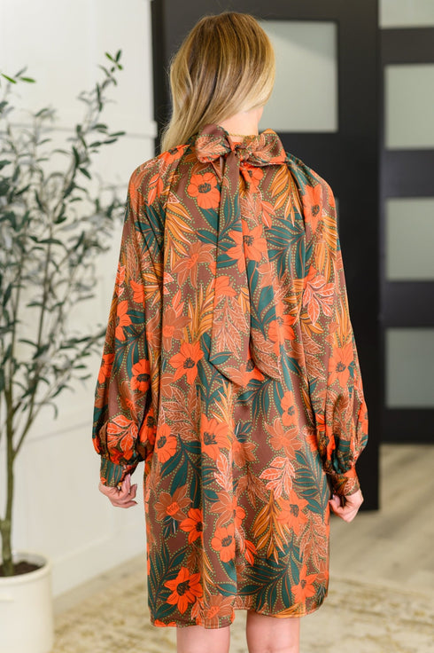 Petals After Dark Balloon Sleeve Dress - LISA MARIE BOUTIQUE - Womens - Small -