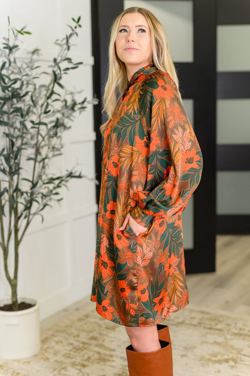 Petals After Dark Balloon Sleeve Dress - LISA MARIE BOUTIQUE - Womens - Small -