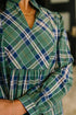 Plaid Perspective Split Neck Long Sleeve Dress - LISA MARIE BOUTIQUE - Womens - Small -