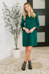 Portfolio Quarter Sleeve Dress in Hunter Green - LISA MARIE BOUTIQUE - Womens - Small -