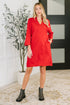Portfolio Quarter Sleeve Dress in Red - LISA MARIE BOUTIQUE - Womens - Small -
