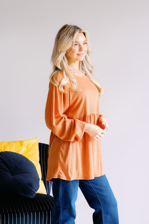 Pumpkin Charm Peplum - LISA MARIE BOUTIQUE - S -