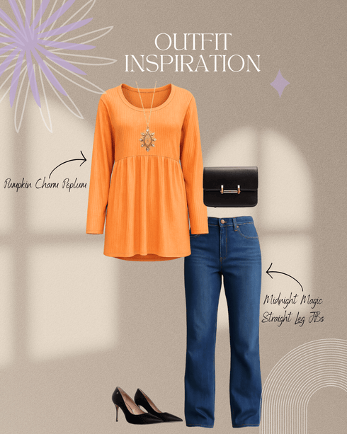 Pumpkin Charm Peplum - LISA MARIE BOUTIQUE - S -