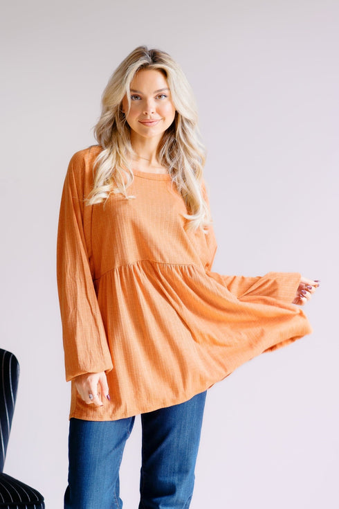 Pumpkin Charm Peplum - LISA MARIE BOUTIQUE - S -