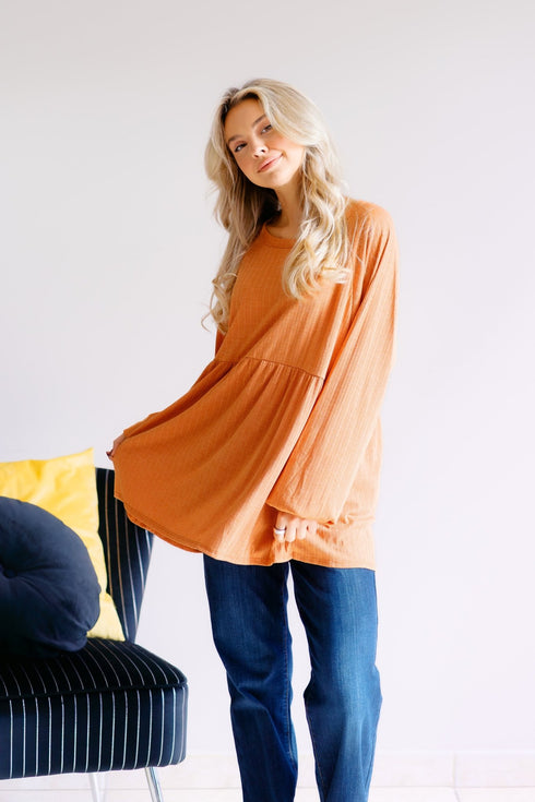 Pumpkin Charm Peplum - LISA MARIE BOUTIQUE - S -