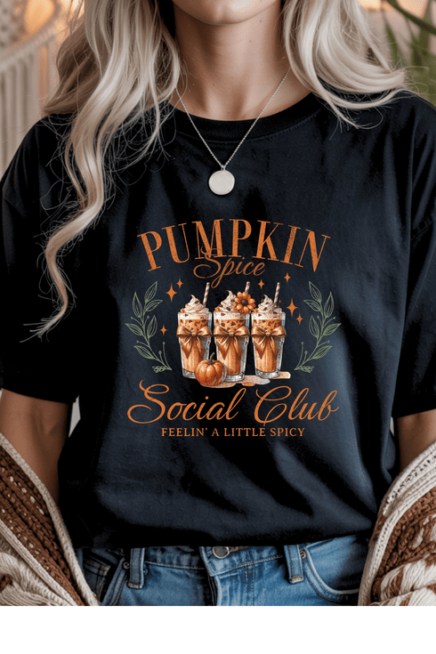 Pumpkin Social Club T-Shirt - LISA MARIE BOUTIQUE - S - Black Gildan Tee -