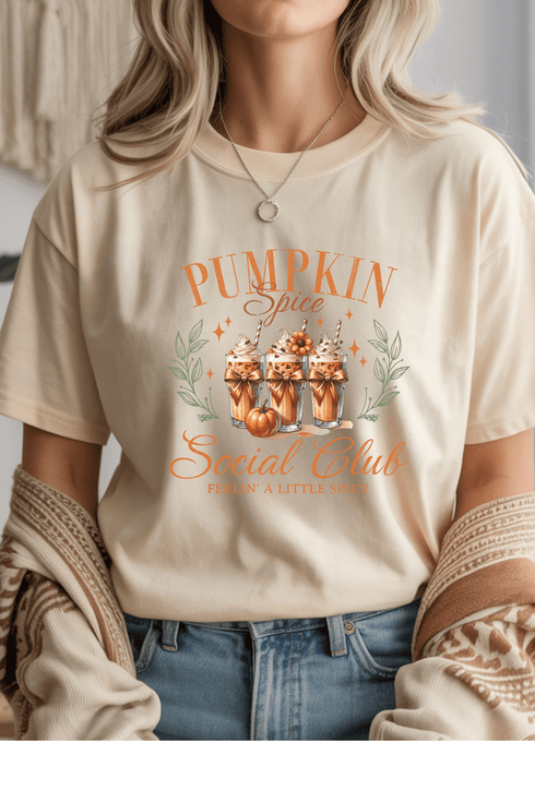 Pumpkin Social Club T-Shirt - LISA MARIE BOUTIQUE - S - Natural Gildan Tee -