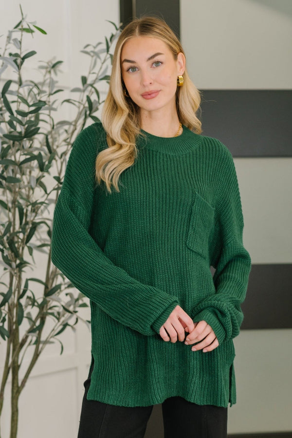 Quick Nap Textured Pullover in Hunter Green - LISA MARIE BOUTIQUE - Womens - Small -