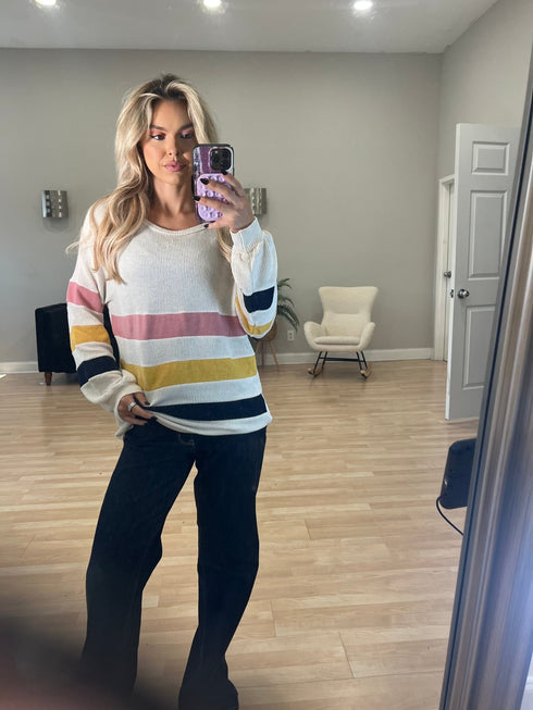 Radiant Skies Striped Pullover - LISA MARIE BOUTIQUE - S -