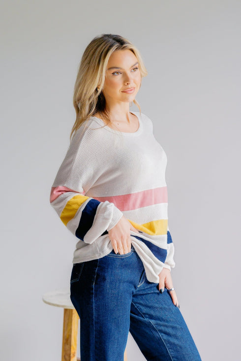 Radiant Skies Striped Pullover - LISA MARIE BOUTIQUE - S -