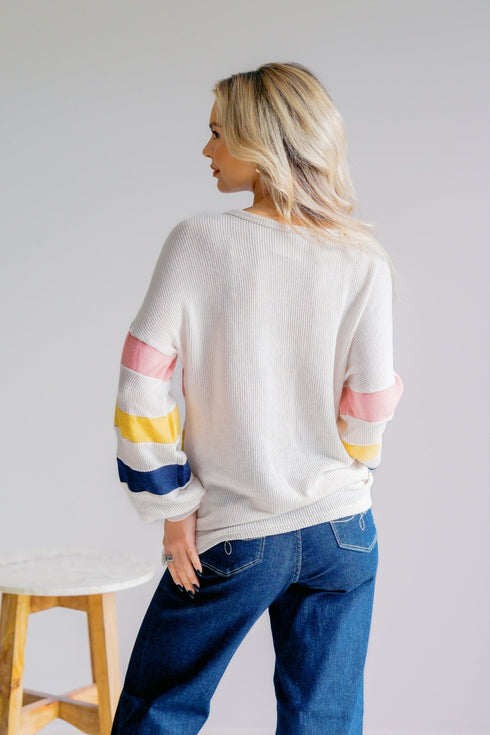 Radiant Skies Striped Pullover - LISA MARIE BOUTIQUE - S -
