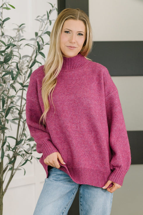 Right to the Core High Neck Pullover in Light Plum - LISA MARIE BOUTIQUE - Womens - Small -