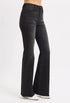 RISEN Full Size High Rise Flare Raw Cut Hem Jeans Plus Size - LISA MARIE BOUTIQUE - BLACK - 0 -