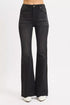 RISEN Full Size High Rise Flare Raw Cut Hem Jeans Plus Size - LISA MARIE BOUTIQUE - BLACK - 0 -