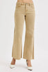 RISEN Full Size Raw Hem Wide Leg Jeans Plus Size - LISA MARIE BOUTIQUE - Tan - 0(24) -