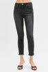 RISEN Full Size Tummy Control Mid Rise Crop Skinny Jeans Plus Size - LISA MARIE BOUTIQUE - BLACK - 0 -